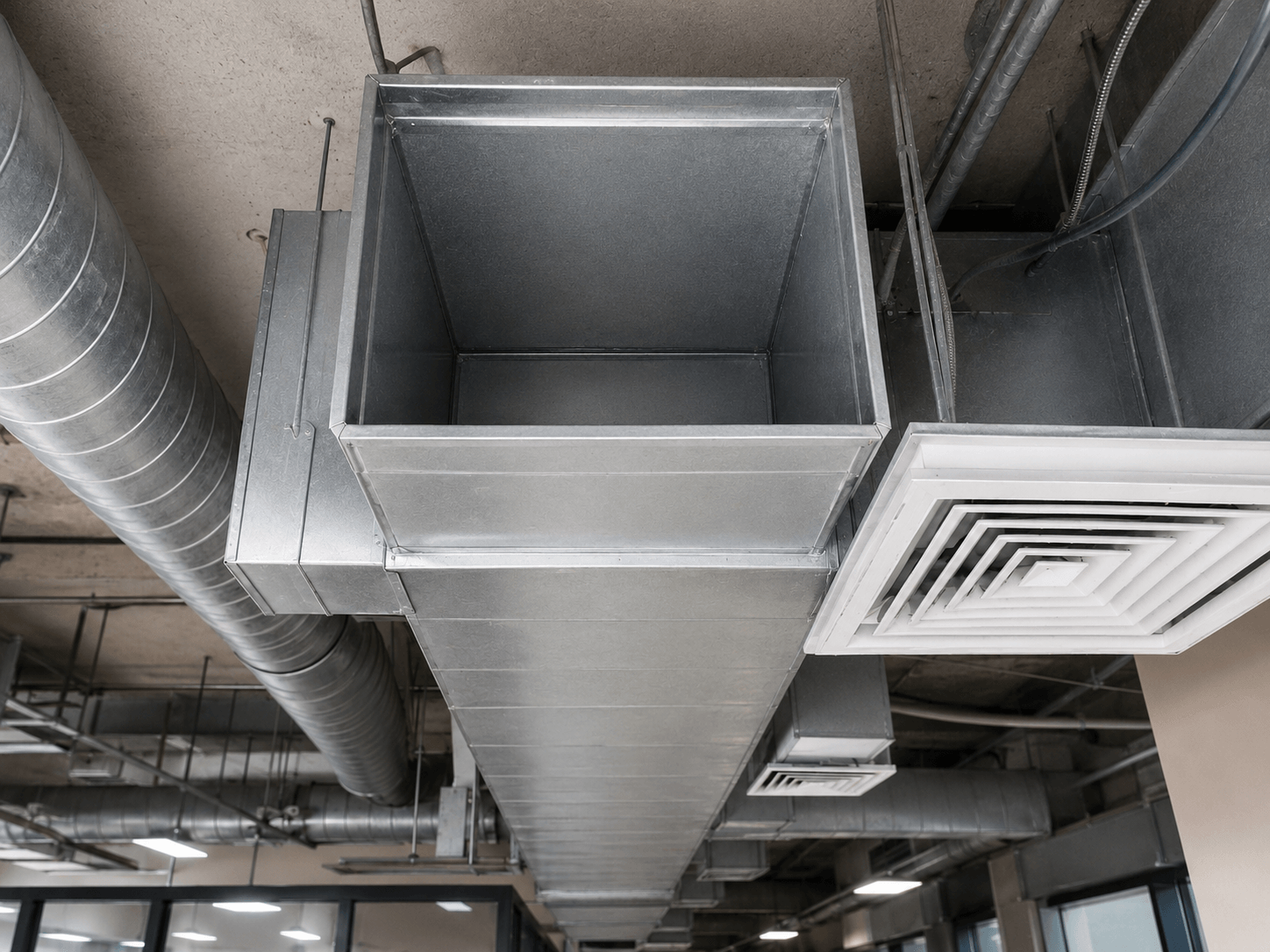 Clean commercial air duct system after professional cleaning by Kemah Air Duct Cleaning Texas