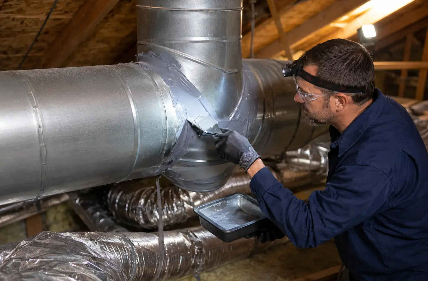 Professional duct repair and sealing service by Kemah Air Duct Cleaning Texas