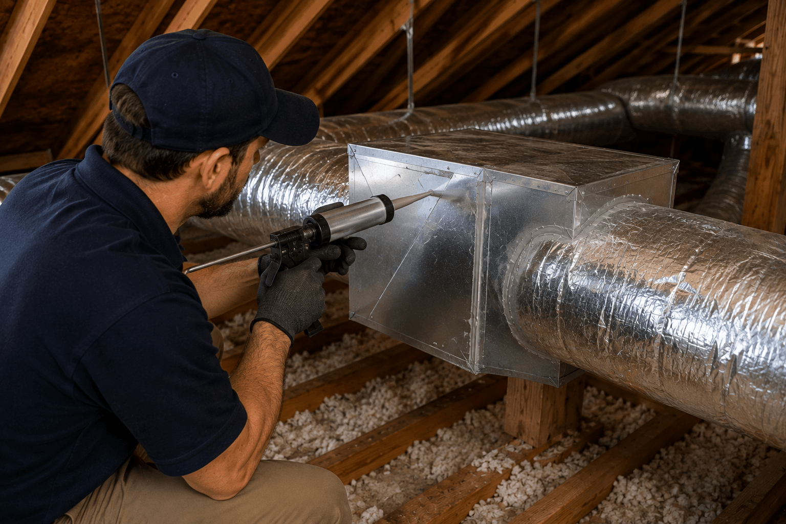 Professional duct repair and replacement inspection by Kemah Air Duct Cleaning Texas